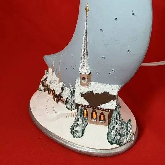 Gare Ceramic Silent Night Moon Scenic Christmas Winter‎ Snow Church  W/ Light #3 - Picture 5 of 16